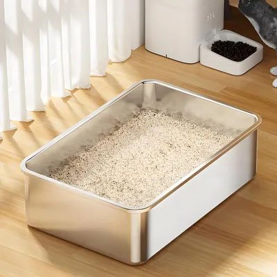 Le bac pour litière chat inoxydable