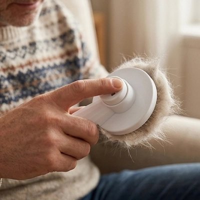 Bouton poussoir brosse pour chat poil long