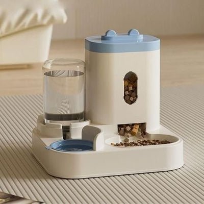 distributeur de croquettes chat bleu intégrée réservoir eau