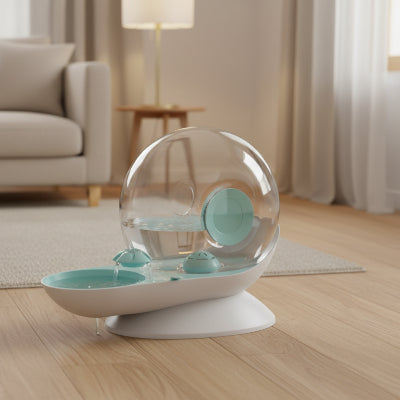 fontaine chat en forme de escargot de couleur Turquoise
