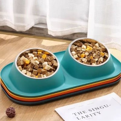 Gamelle pour chat bleu