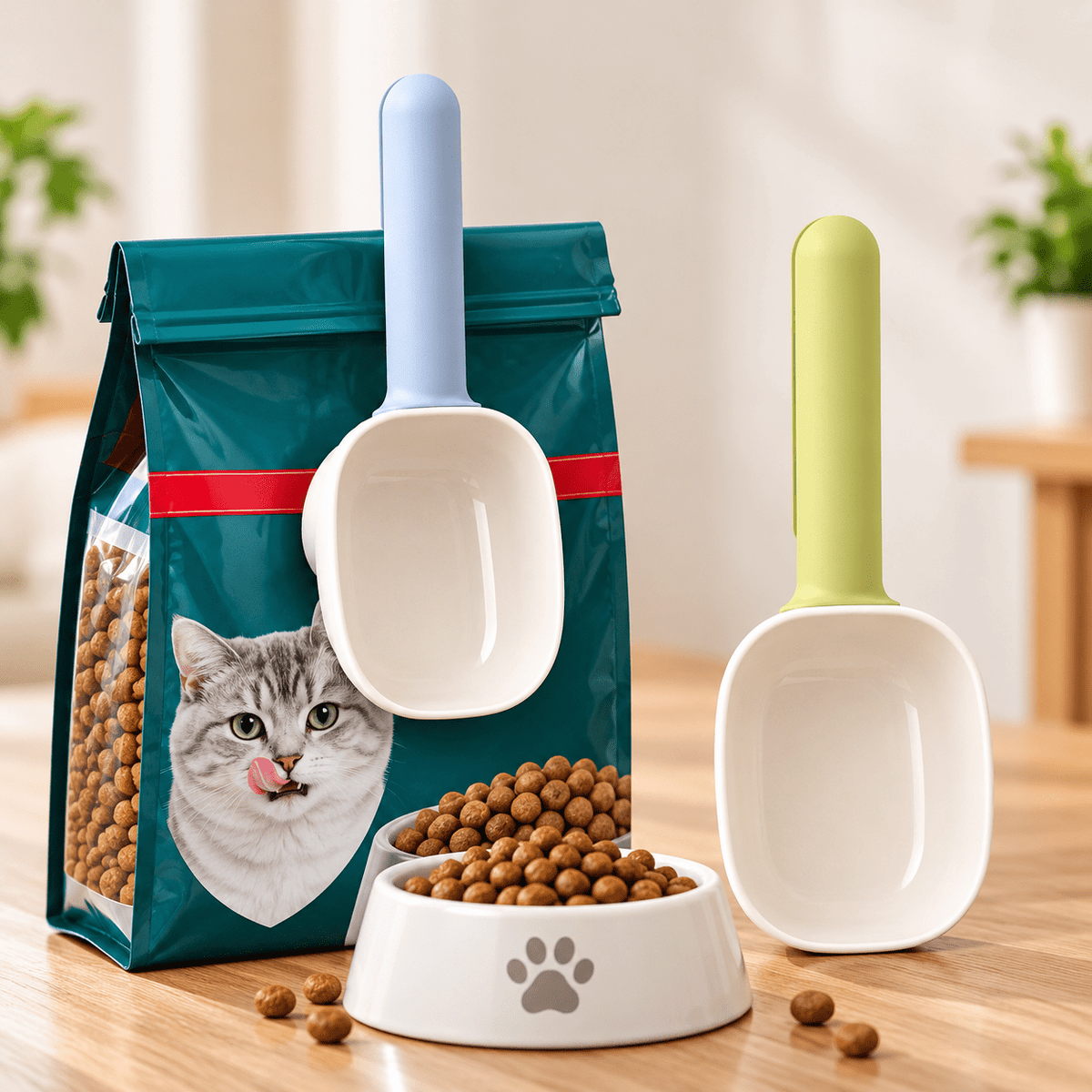 Cuillère doseuse pour croquettes de chat duo de pelle
