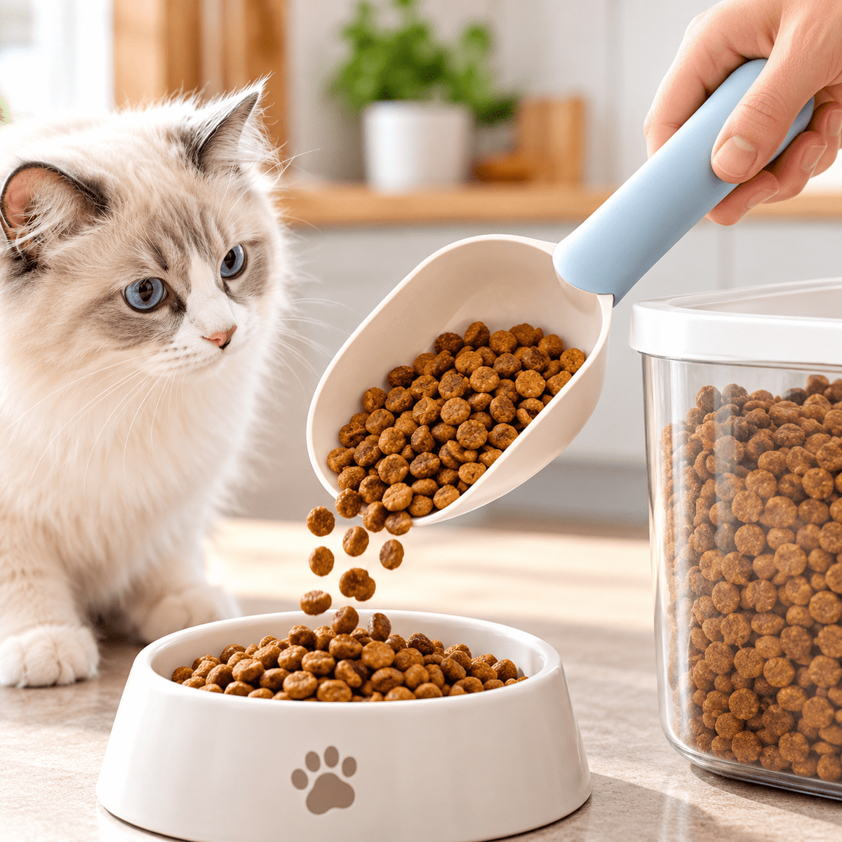 Cuillère doseuse pour croquettes de chat