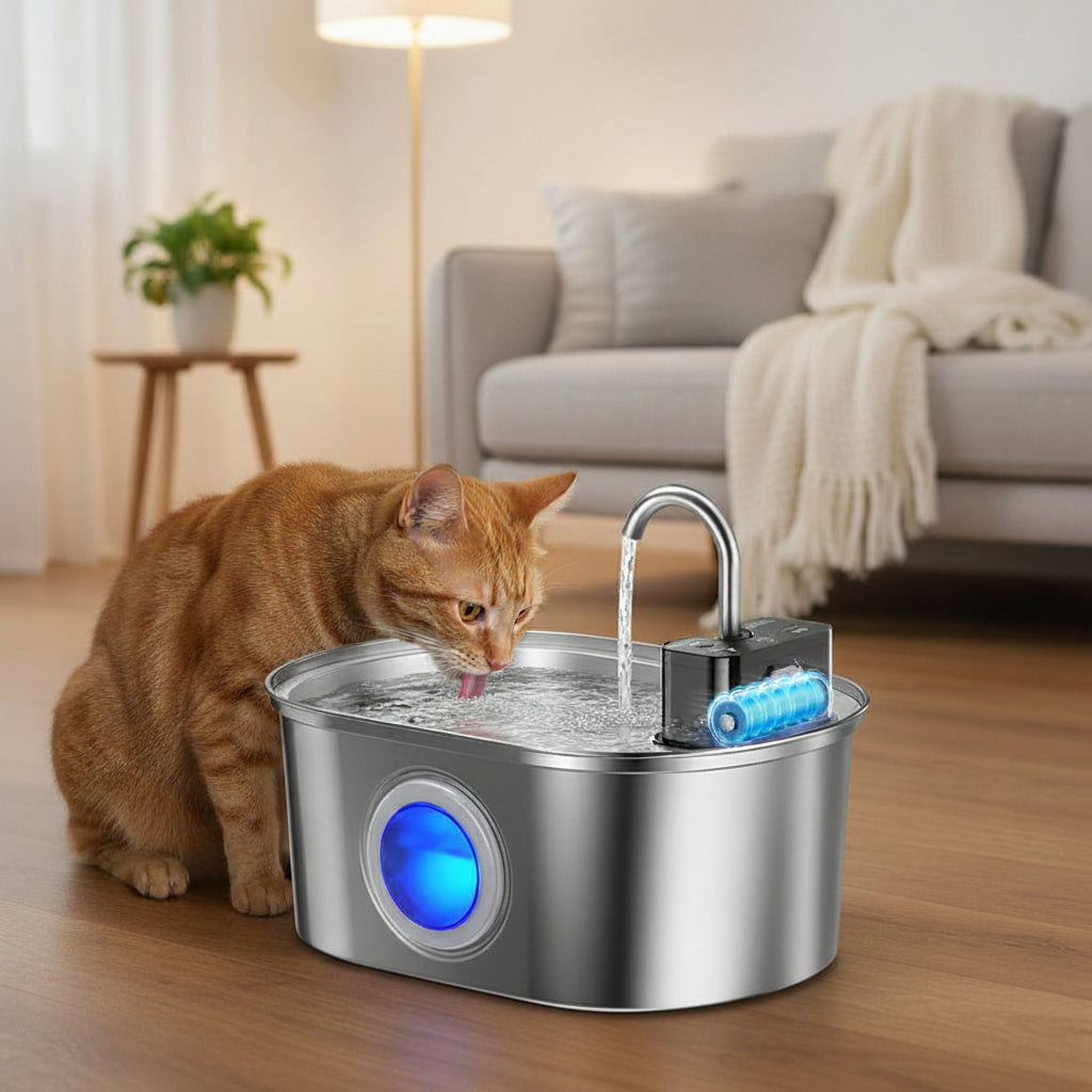 autonomie de la  fontaine a eau chat detecteur inox