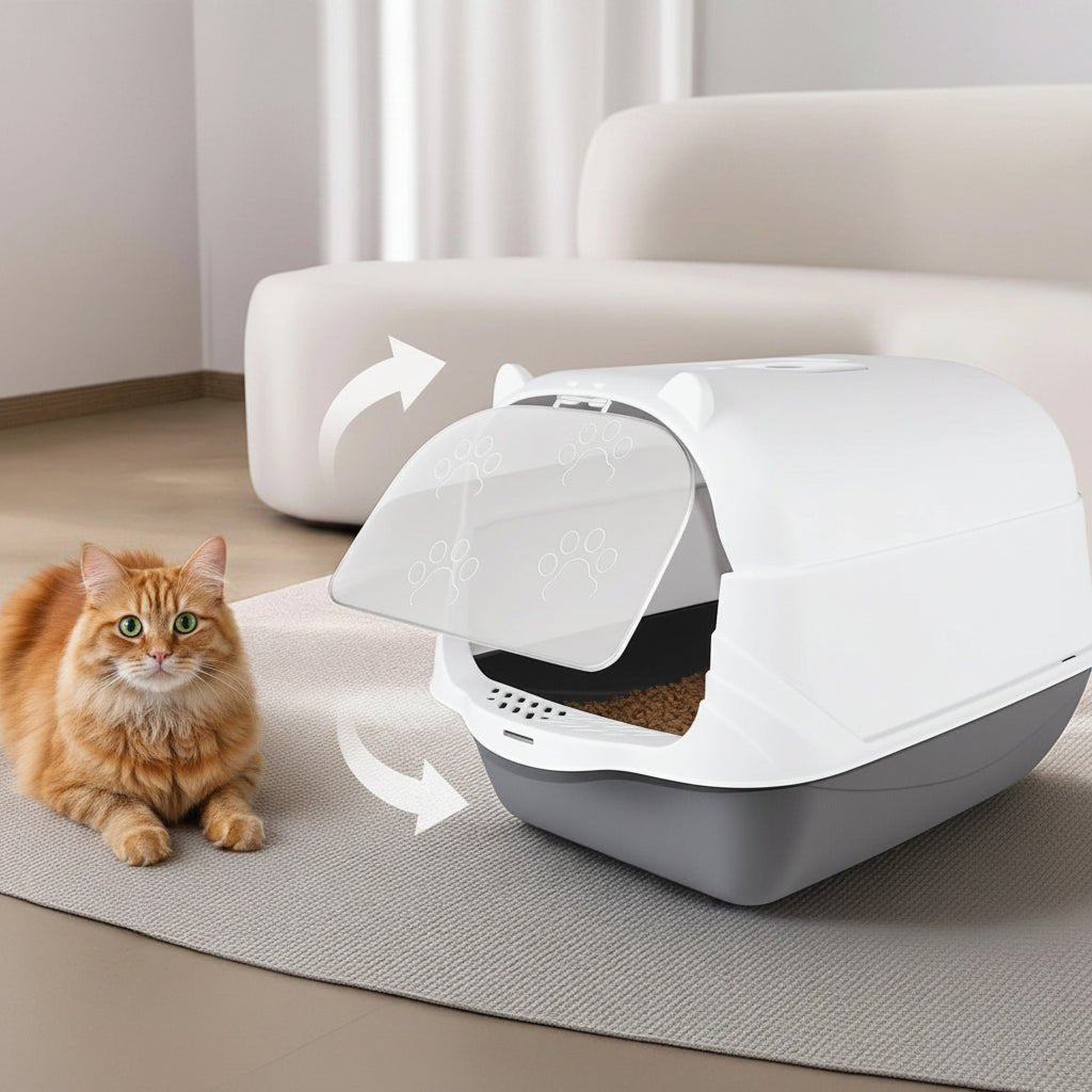 bac a litiere ferme chat avec porte battante