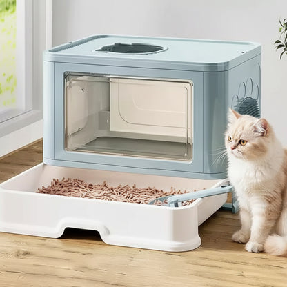 bac a litiere ferme chat bleu