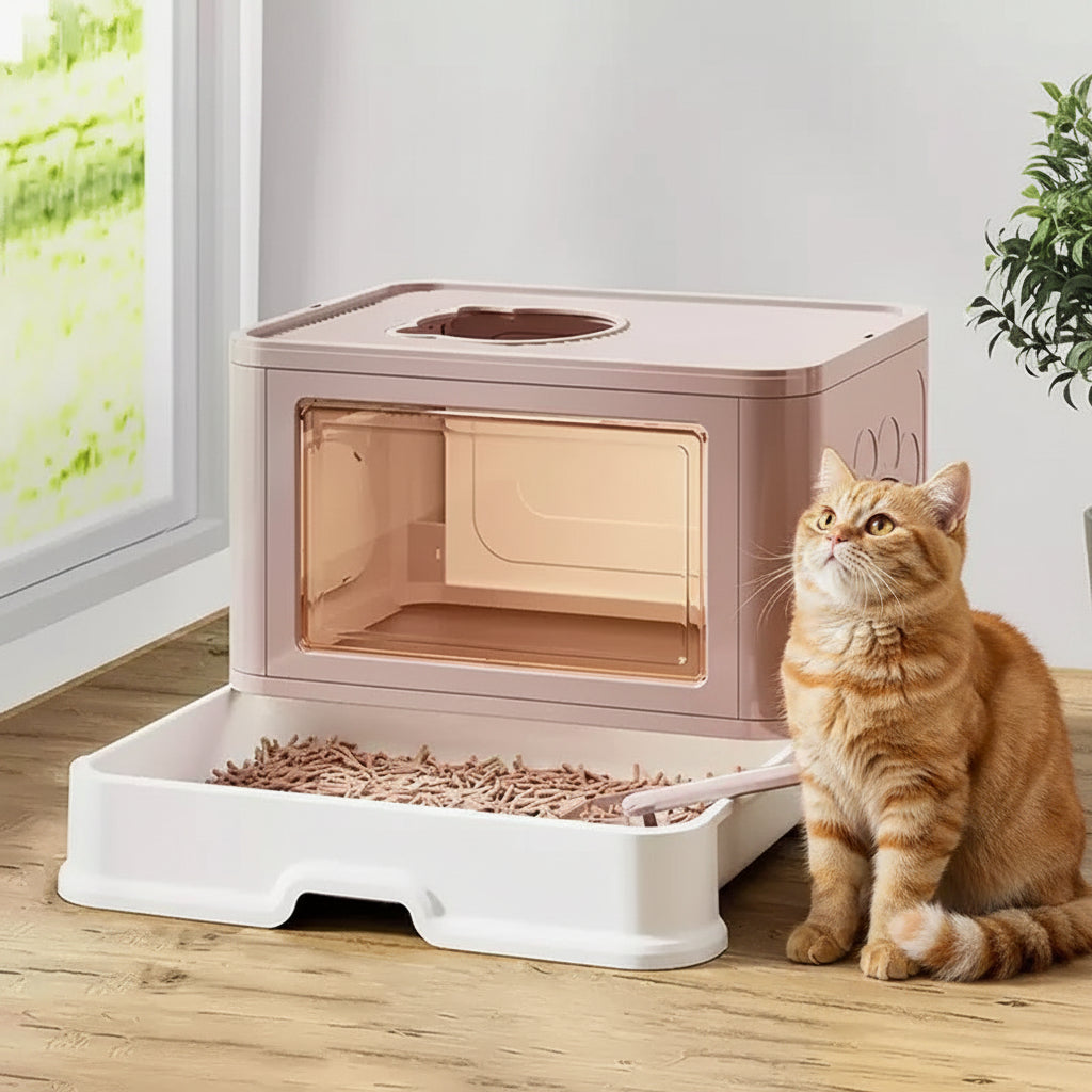 bac a litiere ferme chat rose