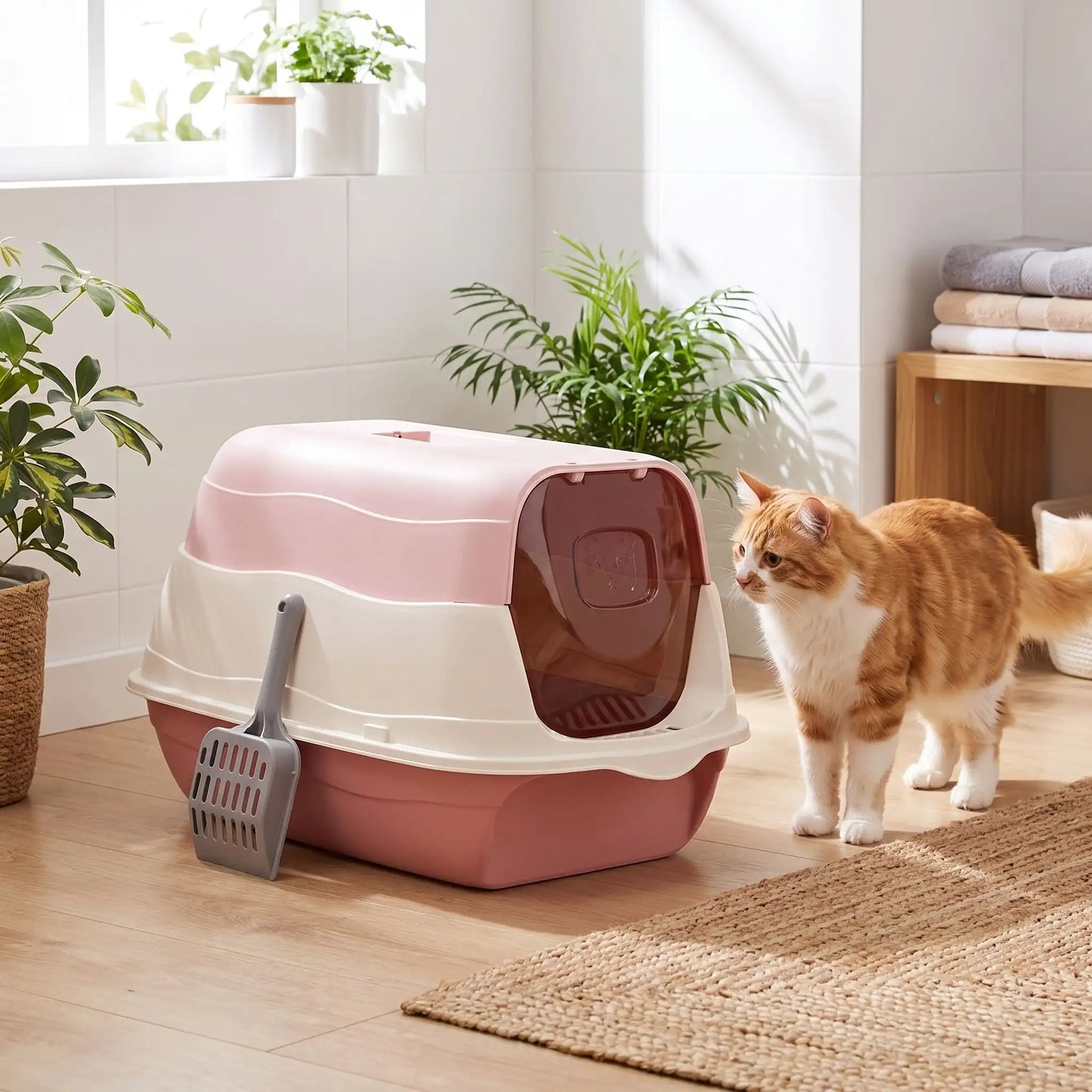 bac a litiere ferme rose pastel