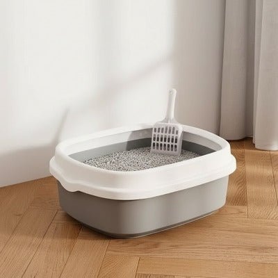 bac a litiere pour chat gris