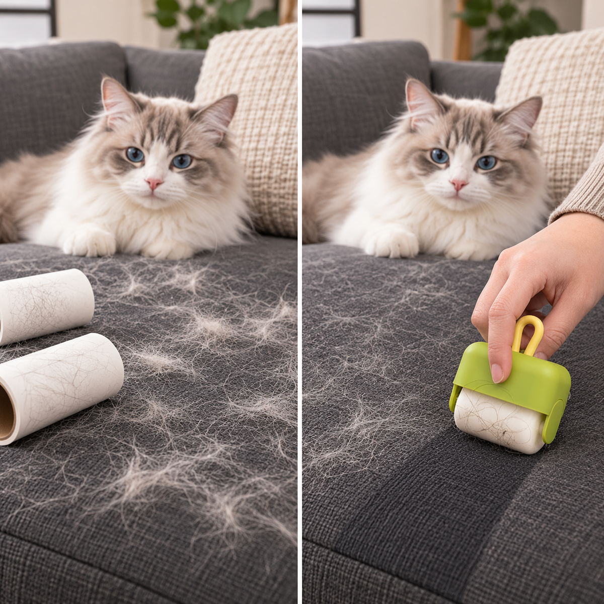 brosse anti poils magique avant et après