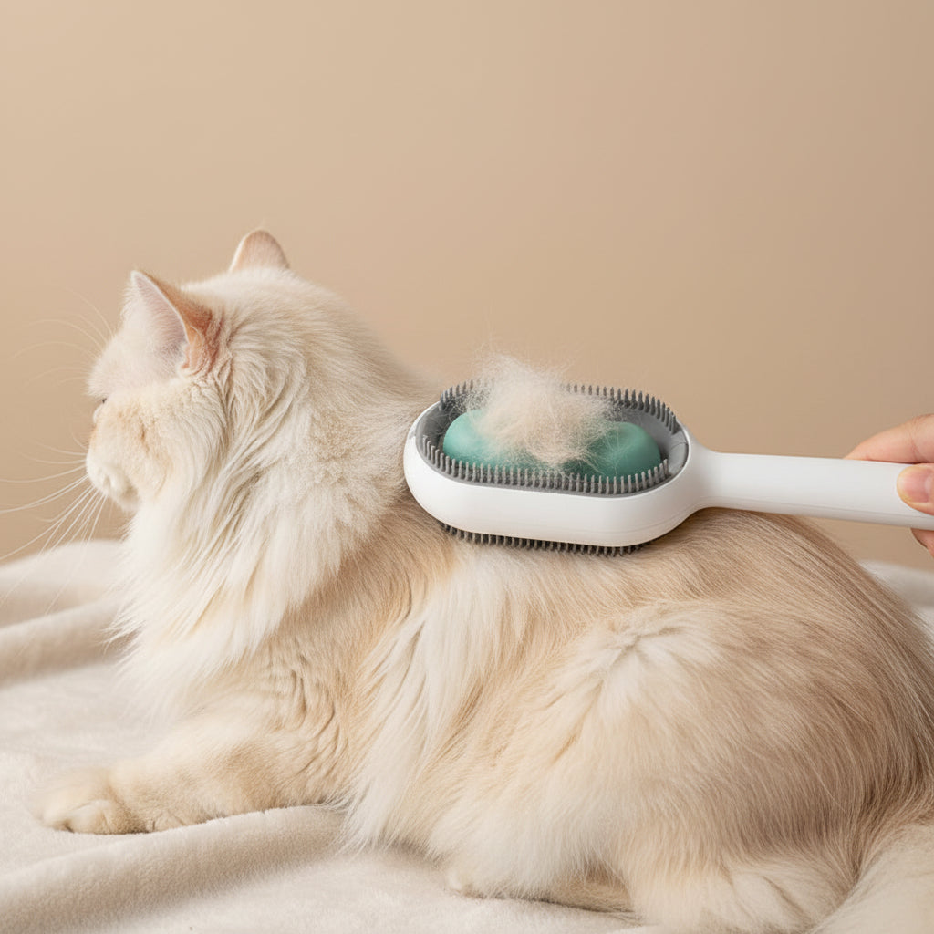 brosse chat poil long professionnel appliquer sur le dos du chat