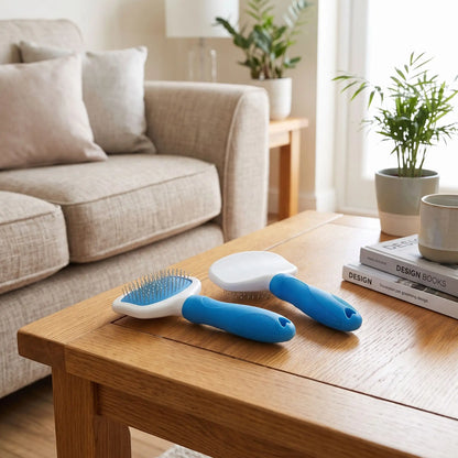 Brosse chat poils longs sur la table