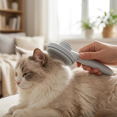 brosse pour chat poil long appliquer sur chat 