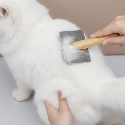 brosse pour chat poil long en action le chat