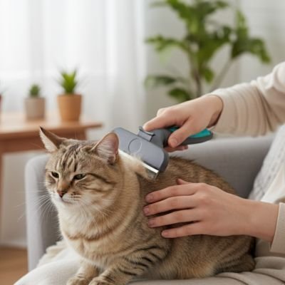 Brosse pour chat utilisée pour enlever les poils du chat