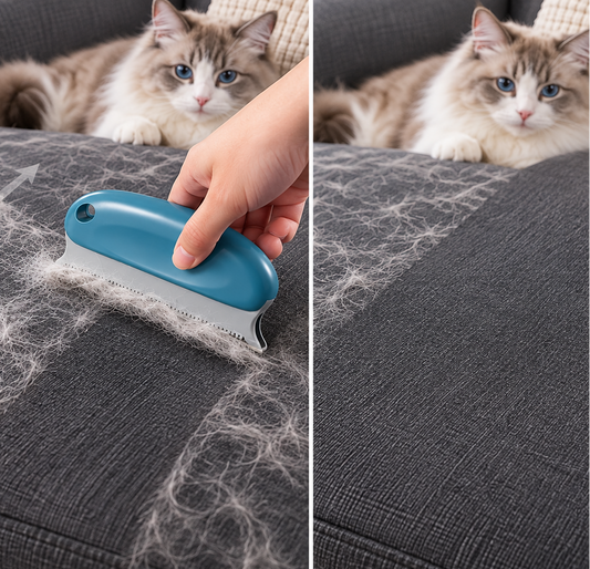 brosse pour enlever poils de chat avant et après 