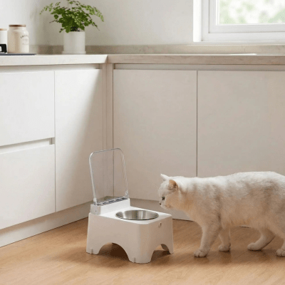 chat s'approche de la gamelle automatique chat