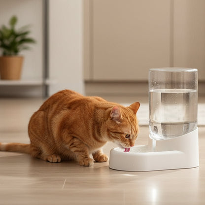chat buvant eau dans le distributeur eau pour chat