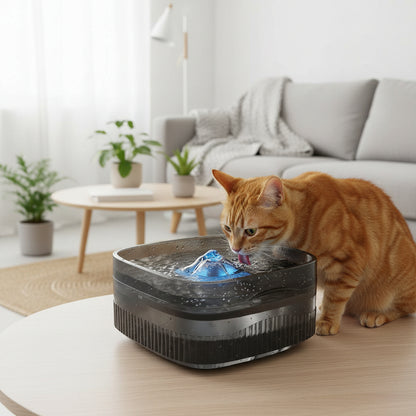chat buvant l'eau fraiche dans la fontaine a eau chat 