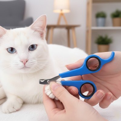 Chat calme sur la table lors de la coupe des griffes avec Coupe griffe Chat