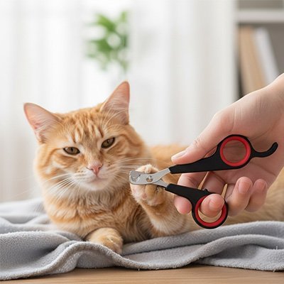 Chat calme pendant la coupe des griffes avec un Coupe griffe Chat