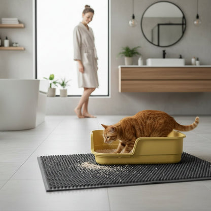 chat fait ses besoin dans le bac a litiere a chat 