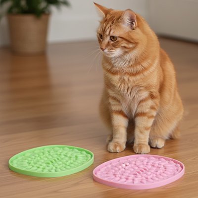 chat debout à côté de Tapis de lechage