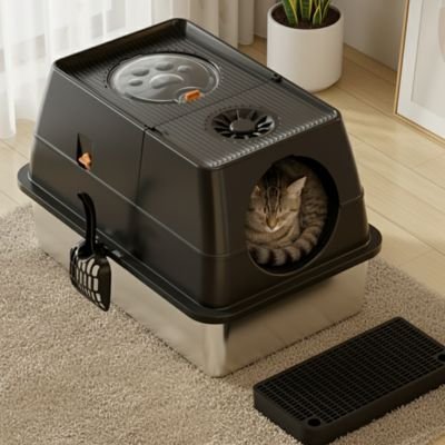 chat dormant Bac à litière Chat noir