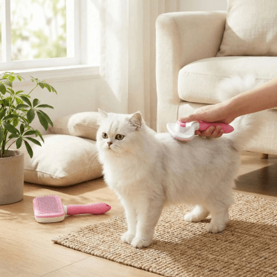 brosse pour chat poil long sur le dos du 