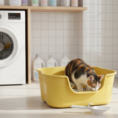 chat fait ses besoin dans le bac a litiere chat 