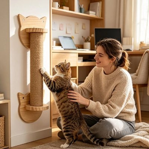 chat griffe griffoir mural pour chat