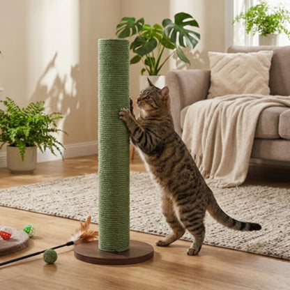 chat griffe sur le poteau griffoir pour chat