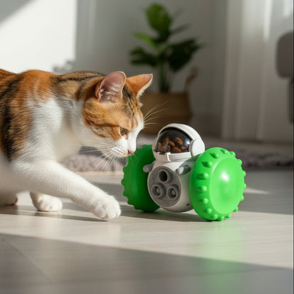 chat jouant avec Jouet distributeur de croquettes chat