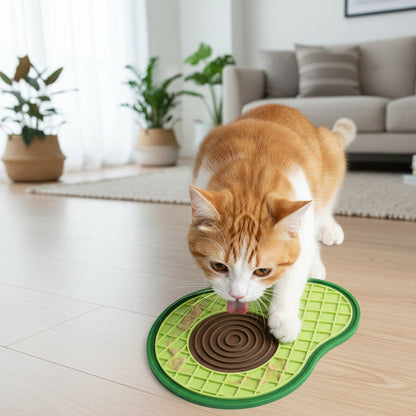 chat jouant avec le tapis anti-glouton chat
