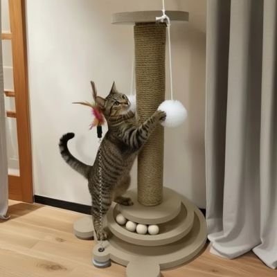 chat jouant avec le jouet accouché dans le griffoir a chat