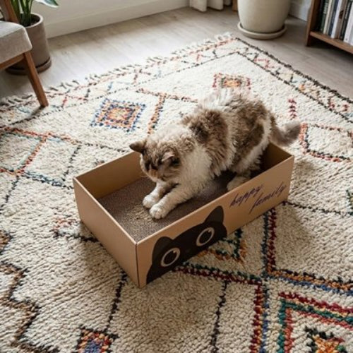 chat poilu griffe griffoir en carton pour chat
