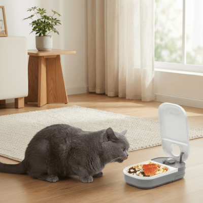 chat regarde gamelle automatique chat