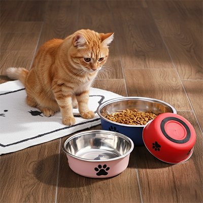 chat regarde gamelles chat