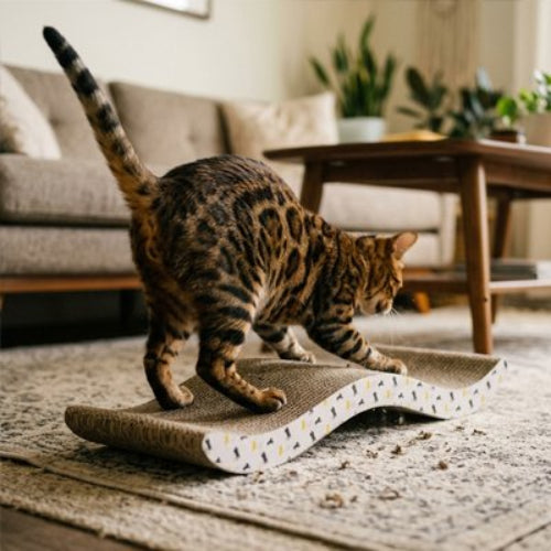 chat tigré griffe griffoir pour chat en carton ondulé