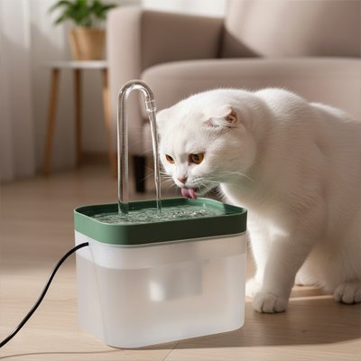 Chat utilisant une fontaine chat pour boire de l’eau