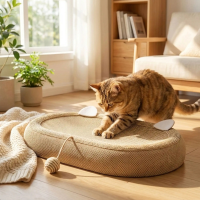 chat utilise le  griffoir a chat pour griffer