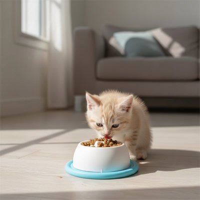 chaton lèche la gamelle anti glouton chaton