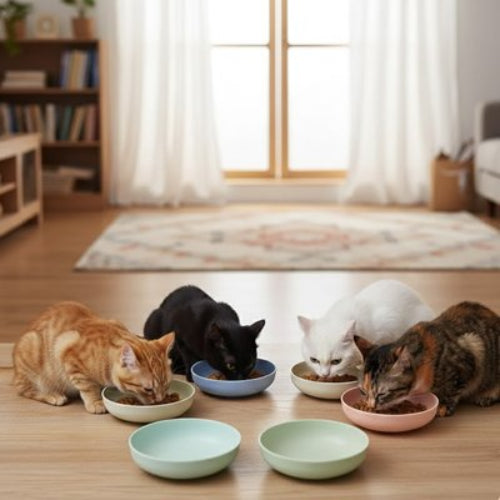 chats mangent dans Gamelles chat