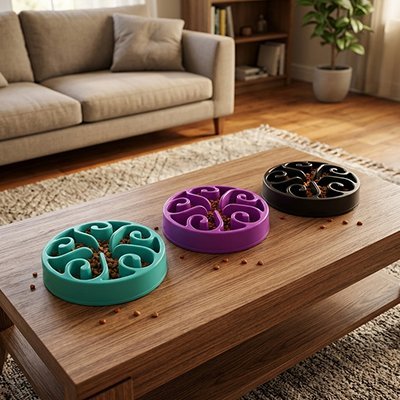 coloris différente gamelle anti-glouton chat en forme de spirale