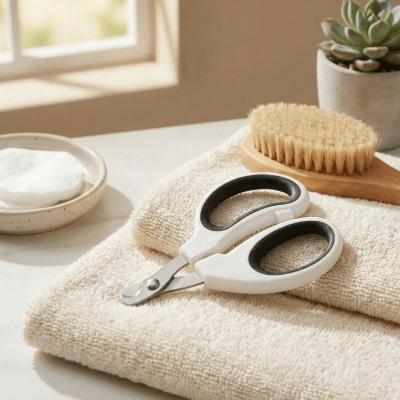 coupe ongle pour chat posé sur une serviette 