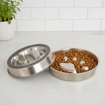 deux styles de gamelle anti glouton patte et os