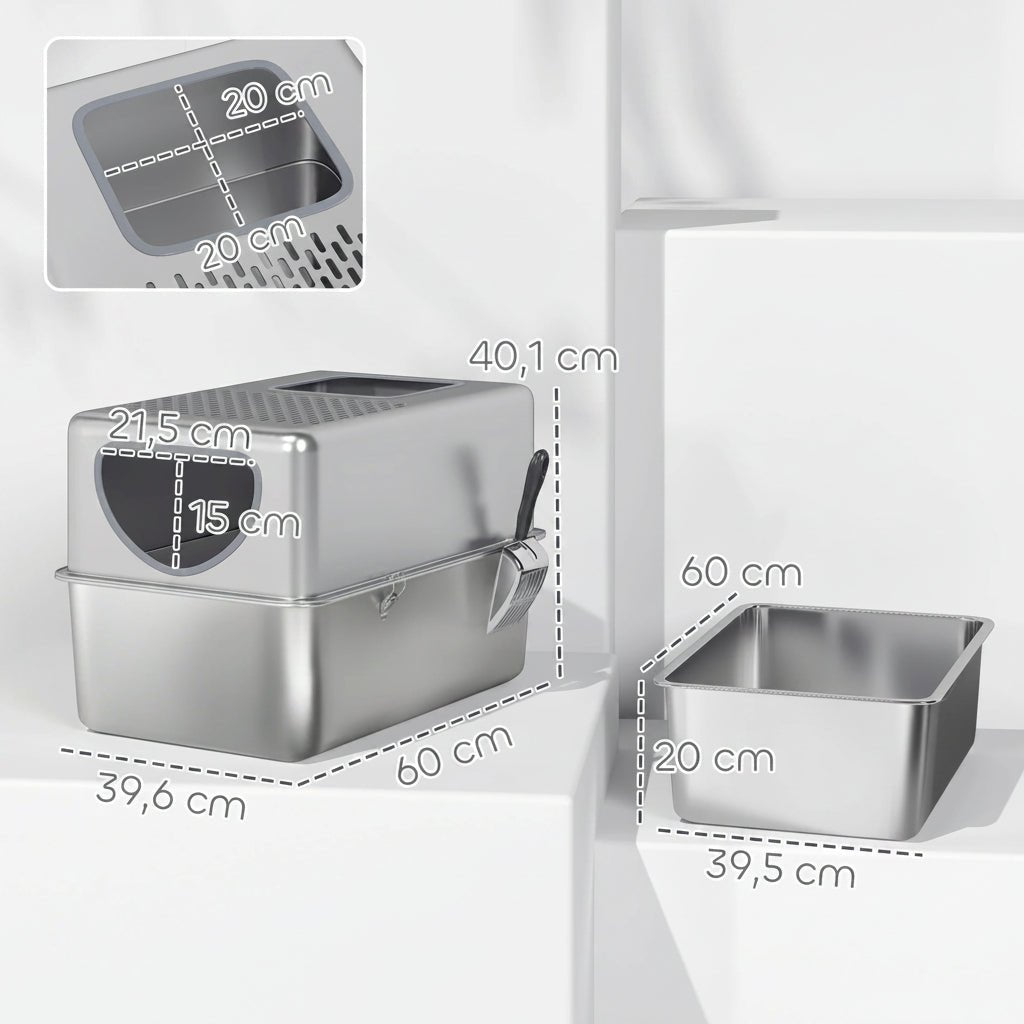 dimension du bac a litiere fermé en inox
