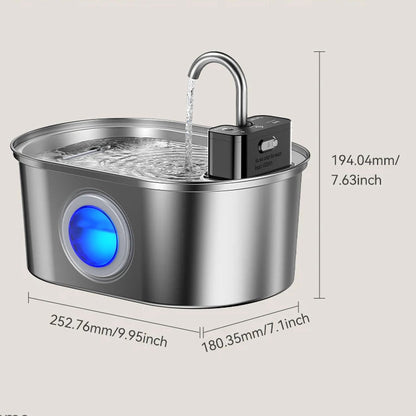 dimension de la fontaine a eau chat detecteur inox
