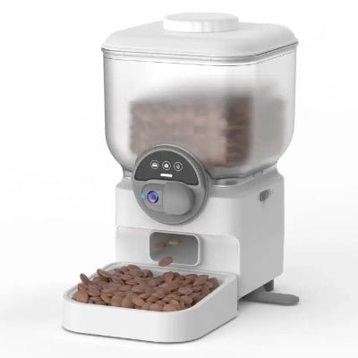 distributeur croquette chat automatique blanc