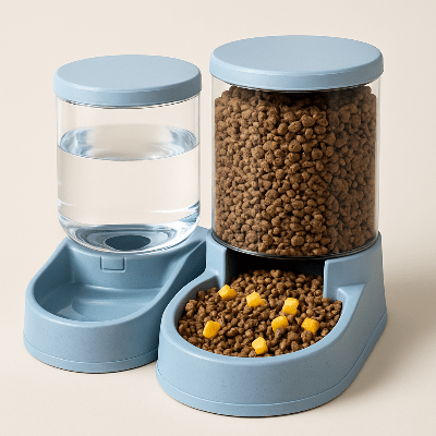 distributeur croquette chat bleu eau croquette